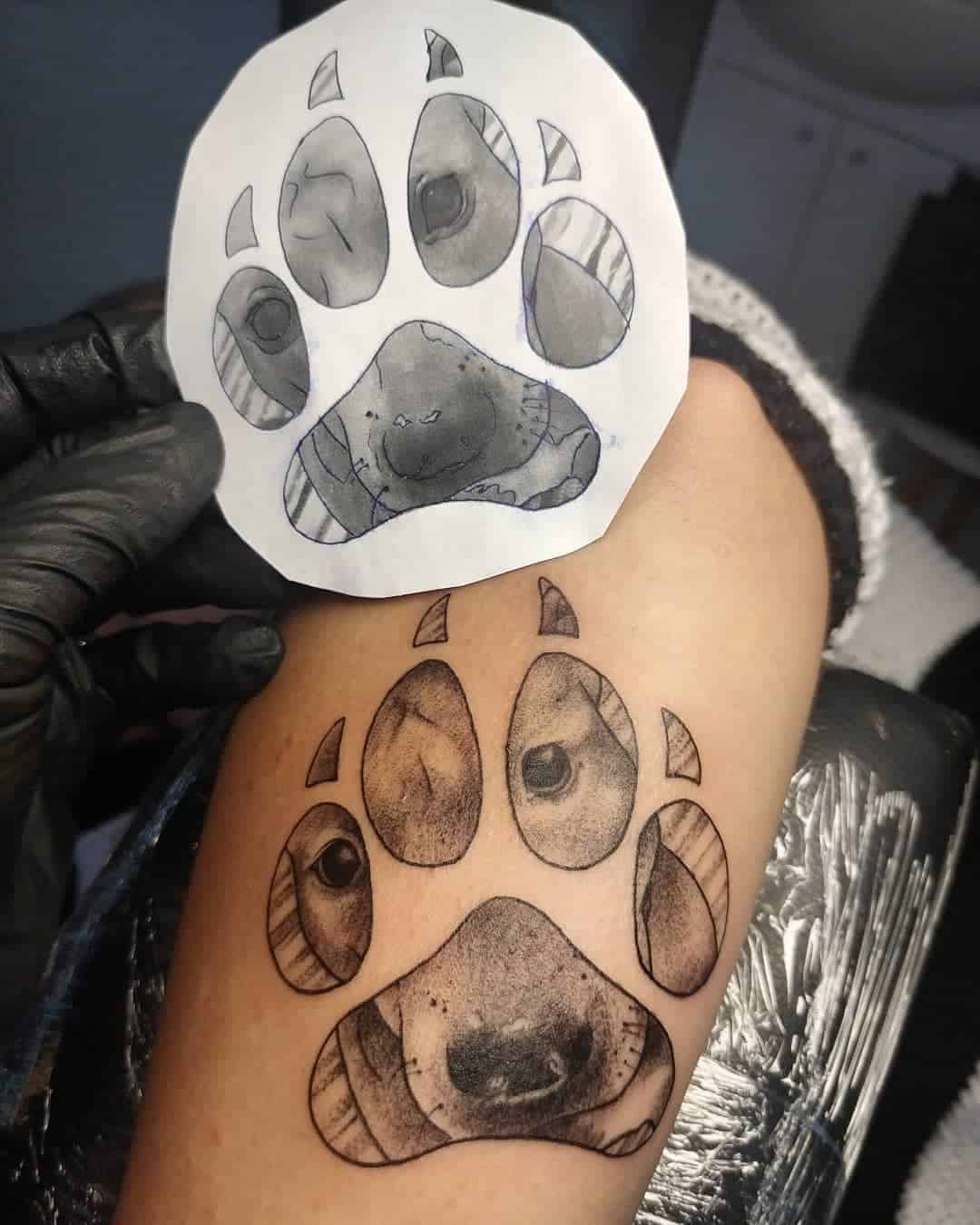 Paw Print With Dog Inside Tattoo