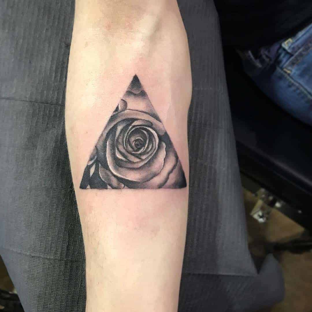 Rose in Triangle Tattoo