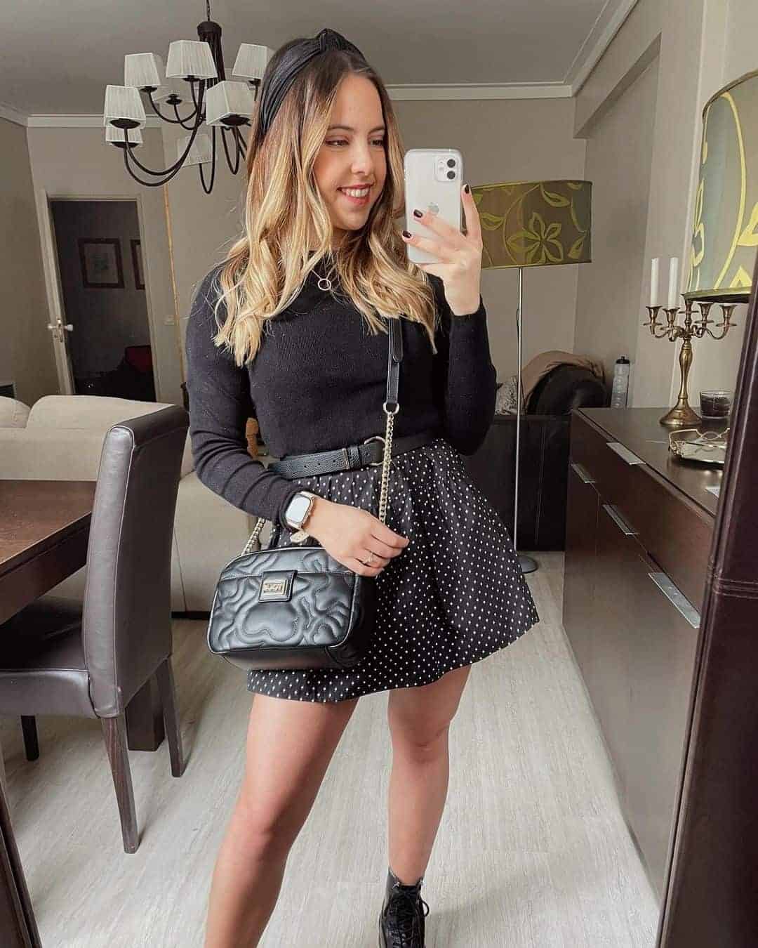 Polka Dot Mini Skirt and Basic Top