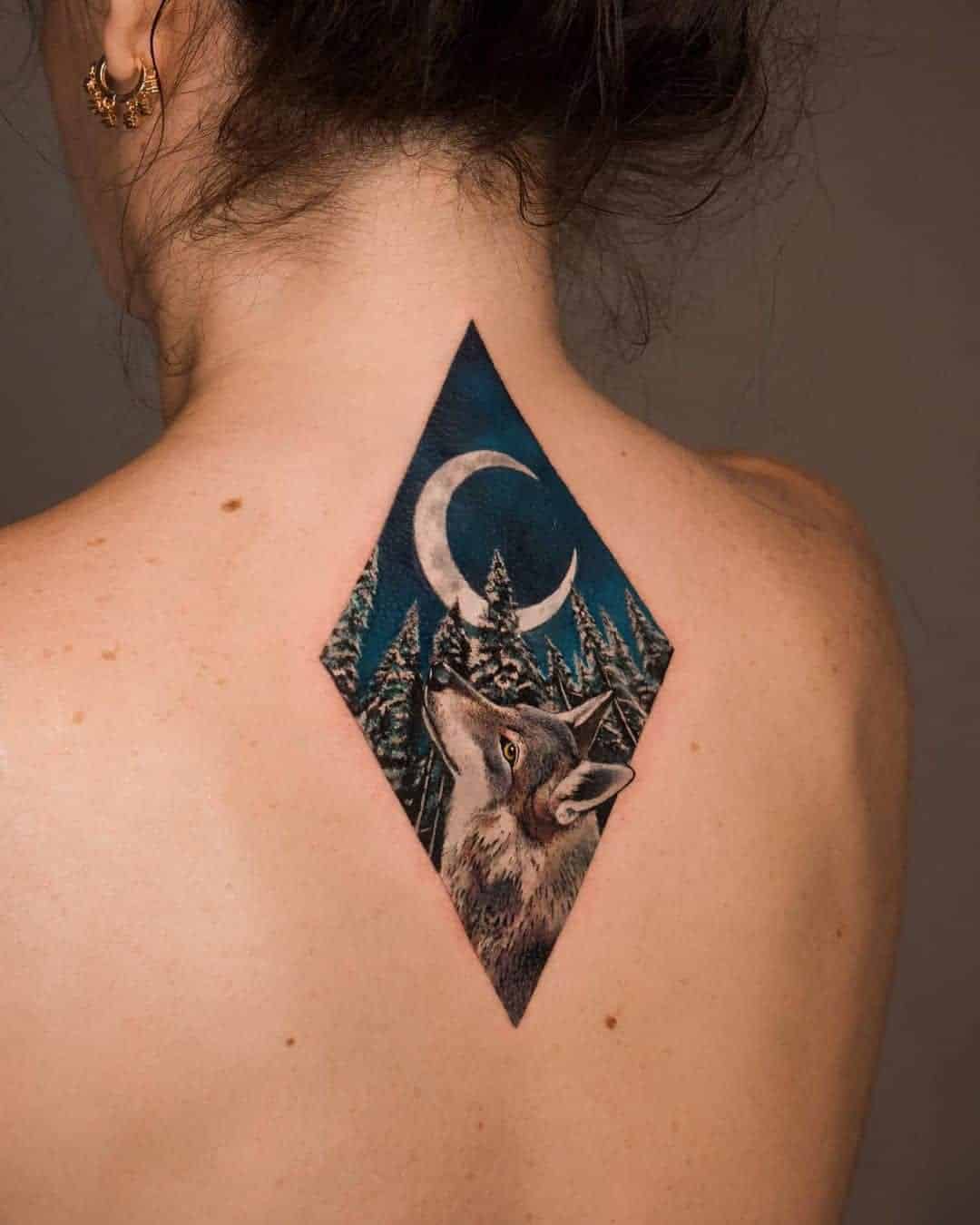 Wolf and Sky Tattoo