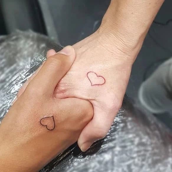 Simple Heart Outline Matching Tattoos