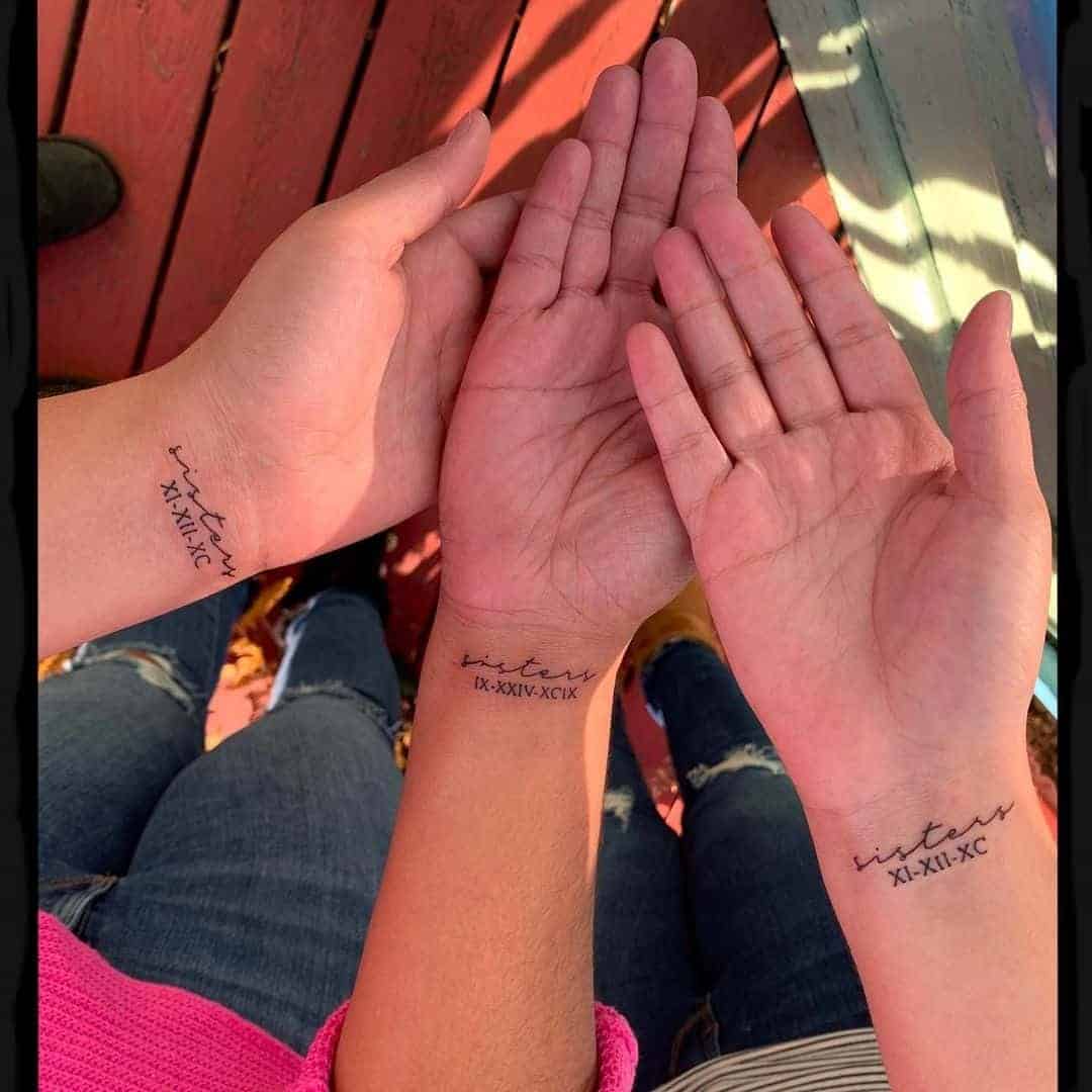 Sisters’ Birth Dates Matching Tattoos