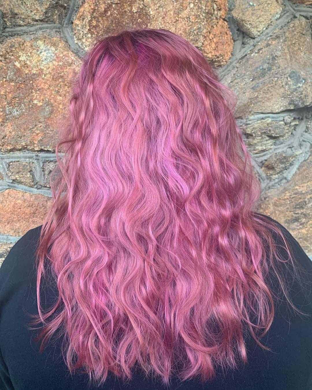 Dusty Rose Pink Messy Waves