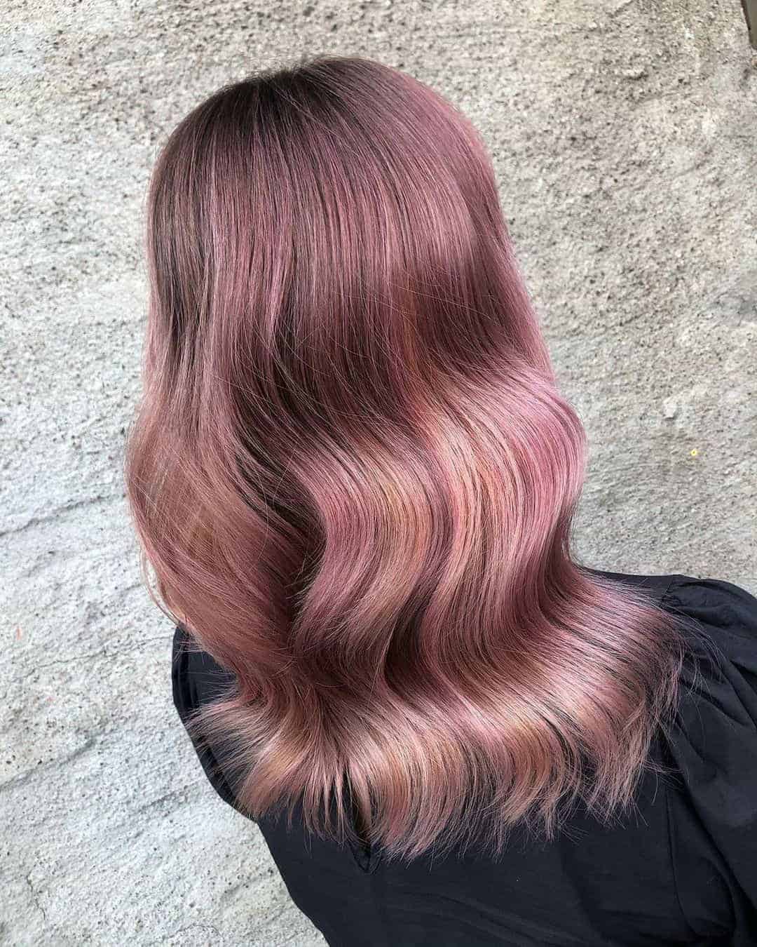 Smoky Pink Blonde Beachy Waves