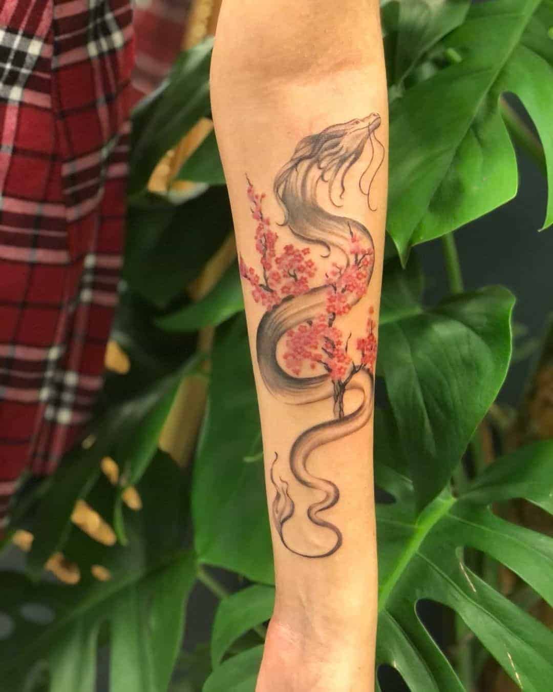 Cherry Blossom and Dragon Tattoo