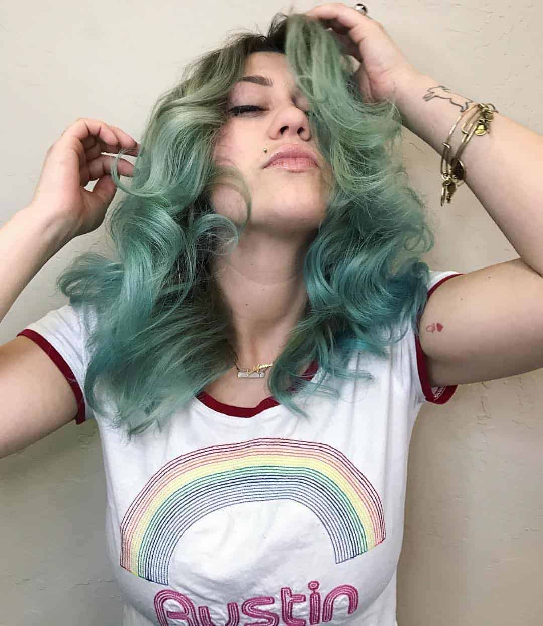 Seafoam Mint Green Mermaid Ombré Curls