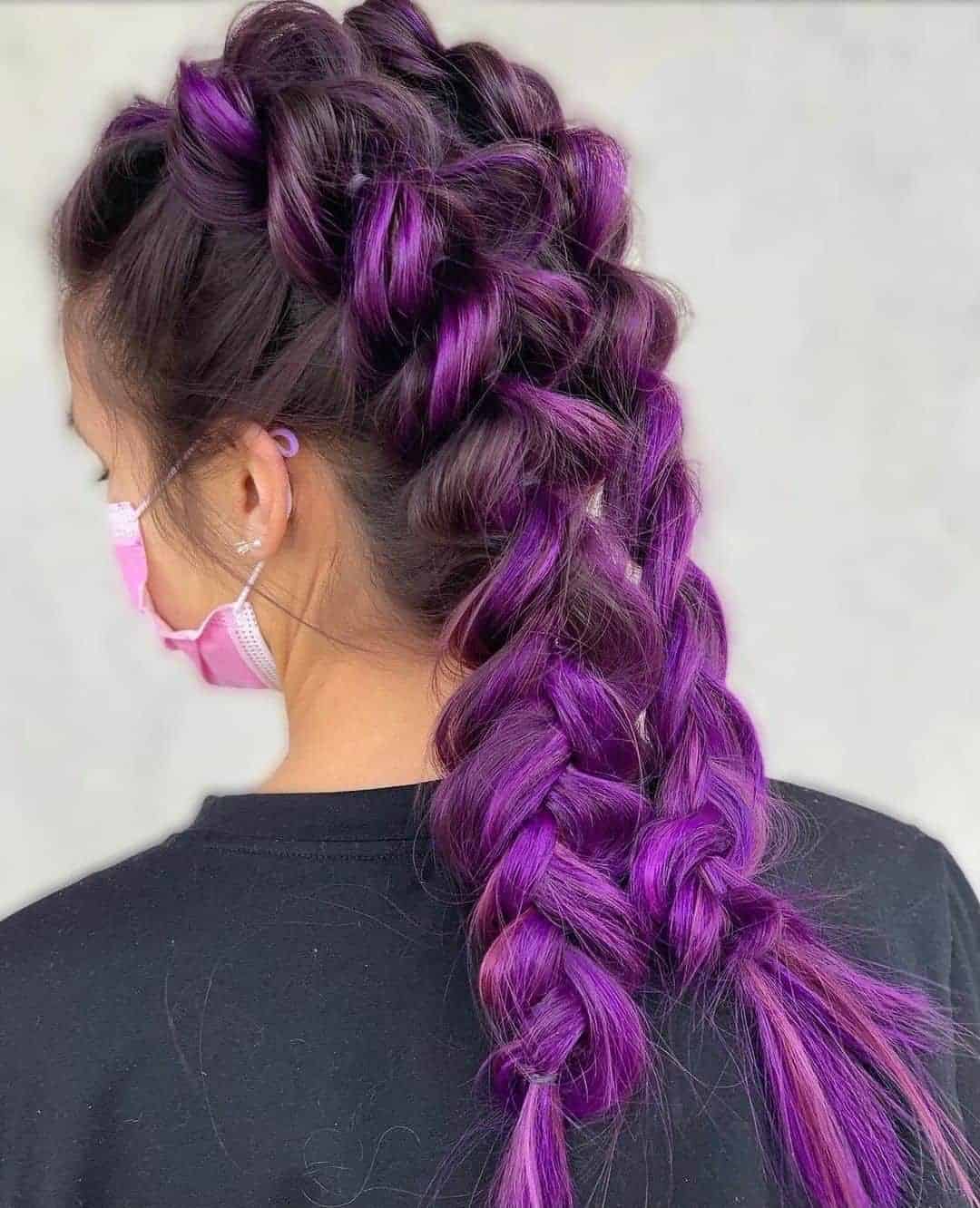 Double Mardi Gras Purple Pull Through Braid