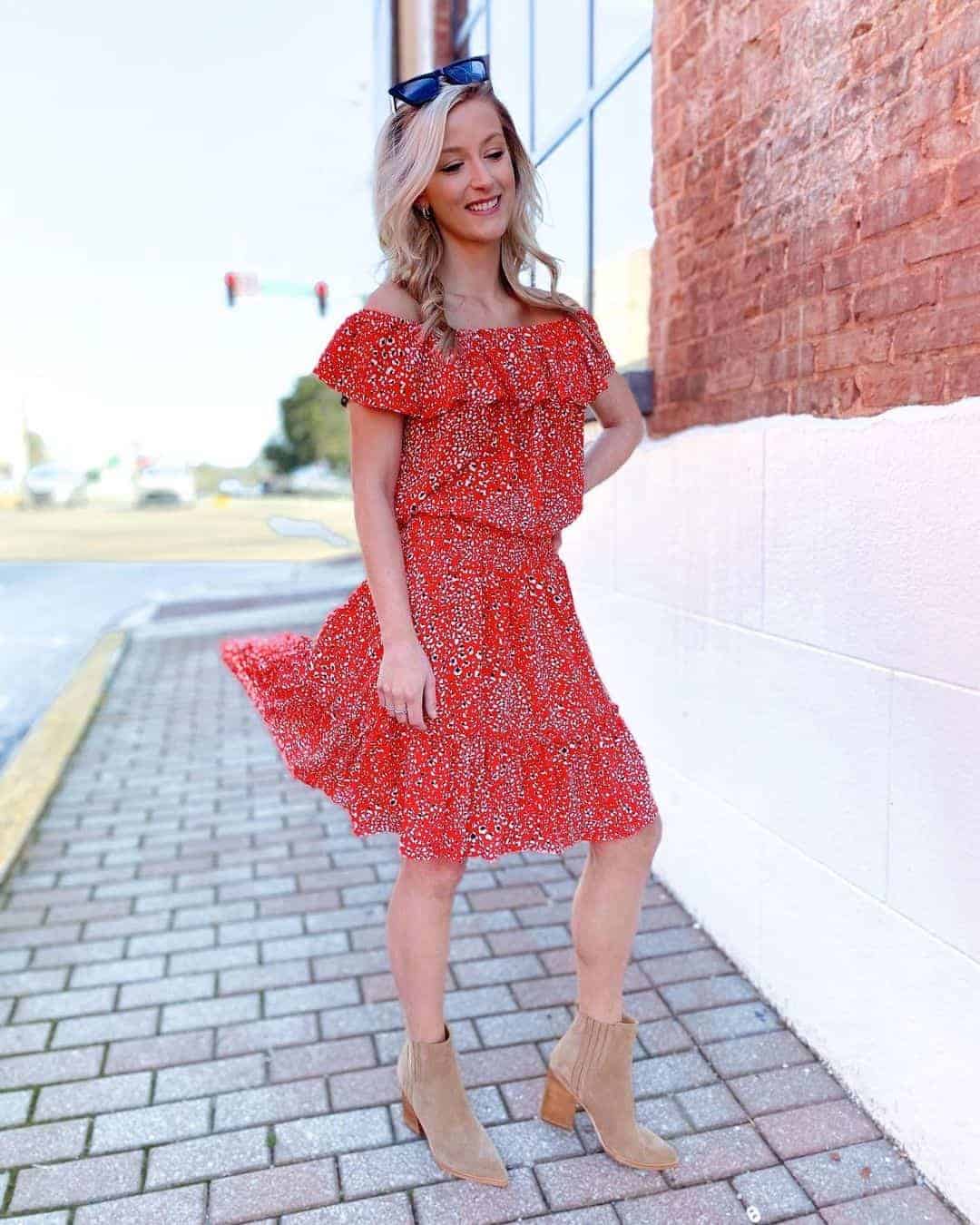 Floral Print off the Shoulder Dress