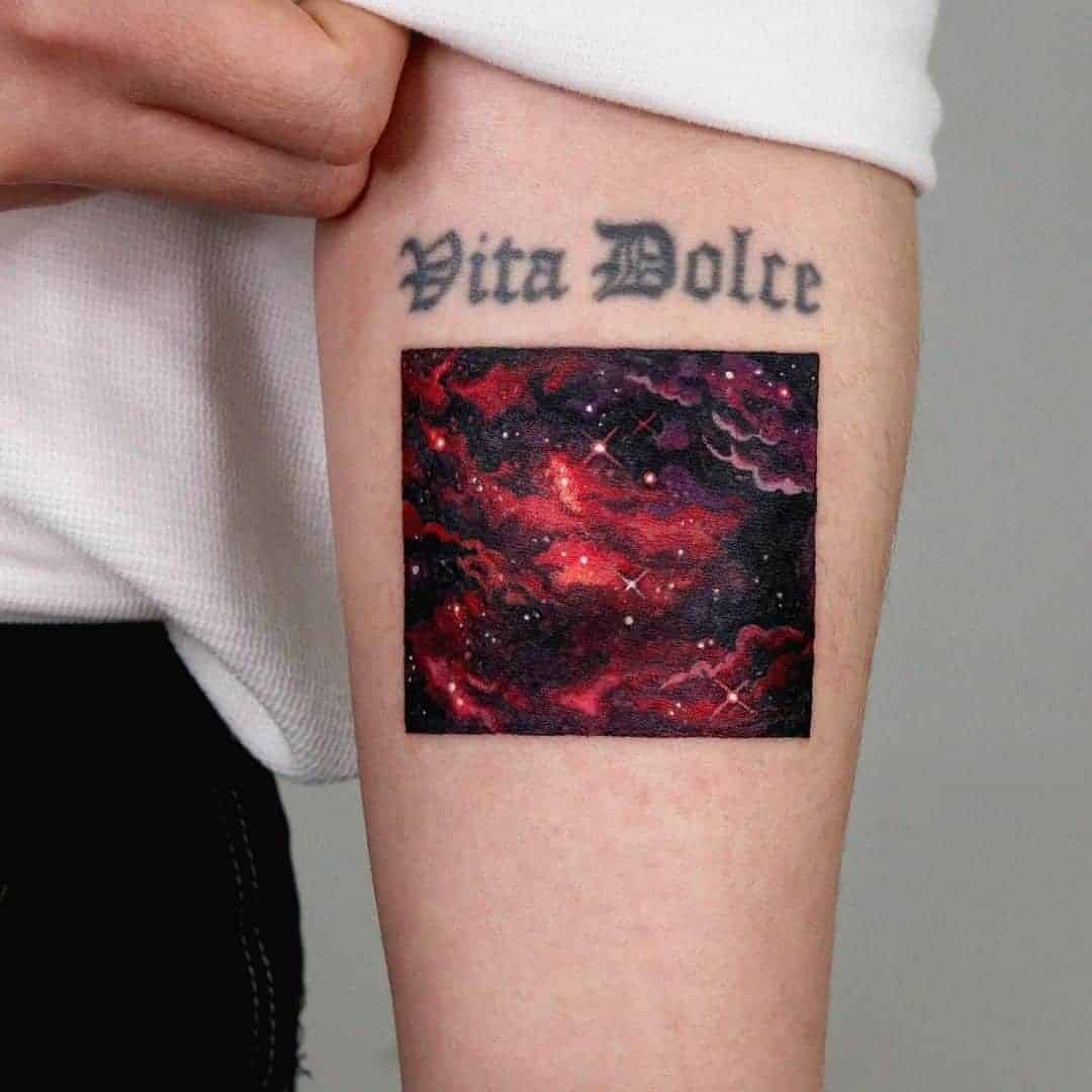 Red Stars and Clouds Tattoo