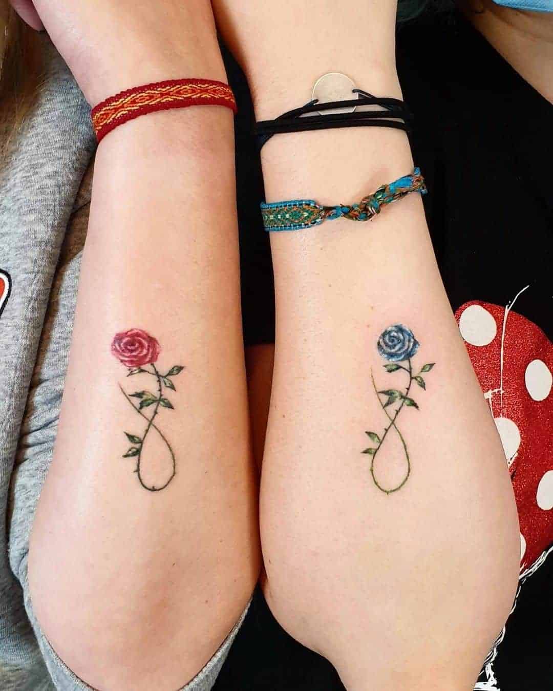 Infinity Symbol With Rose Matching Tattoos