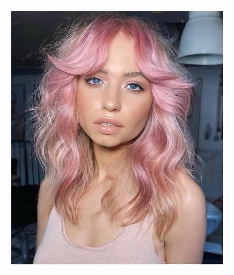 Pink Cotton Candy Farrah Fawcett Hairstyle