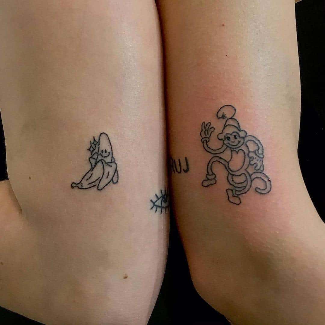 Monkey and Banana Matching Tattoos