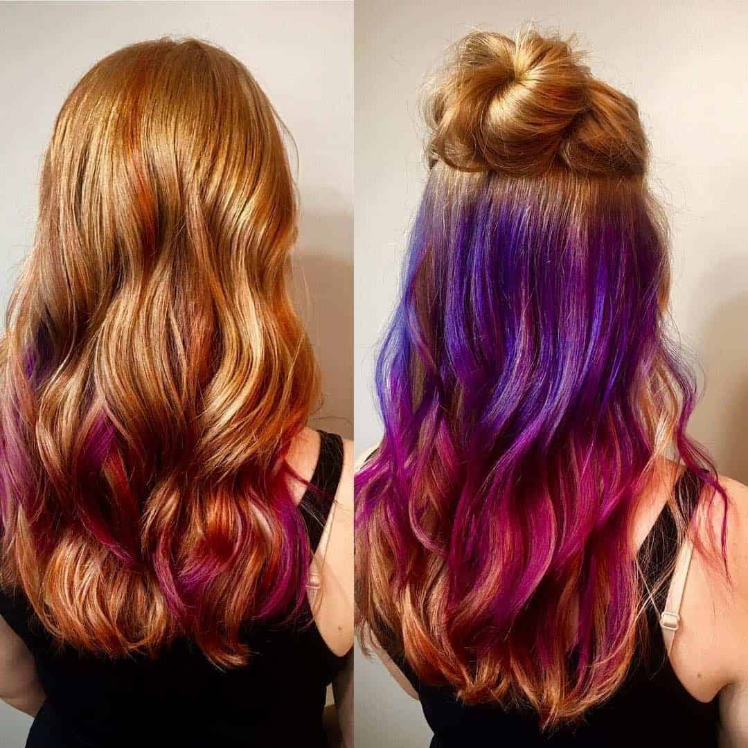 Peekaboo Purple and Pink Ombré Highlights