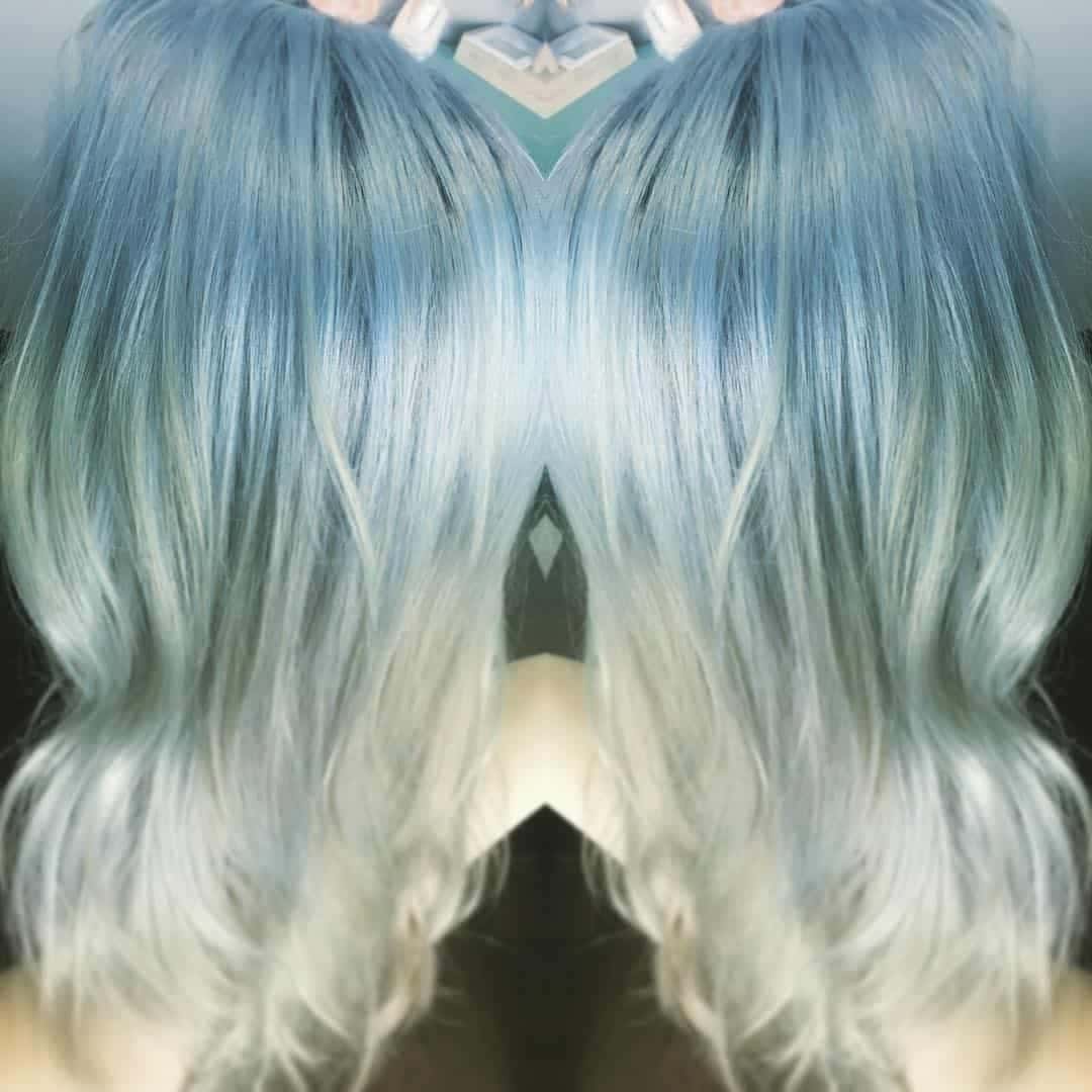 Pastel Blue Light Blonde Ombré Hair