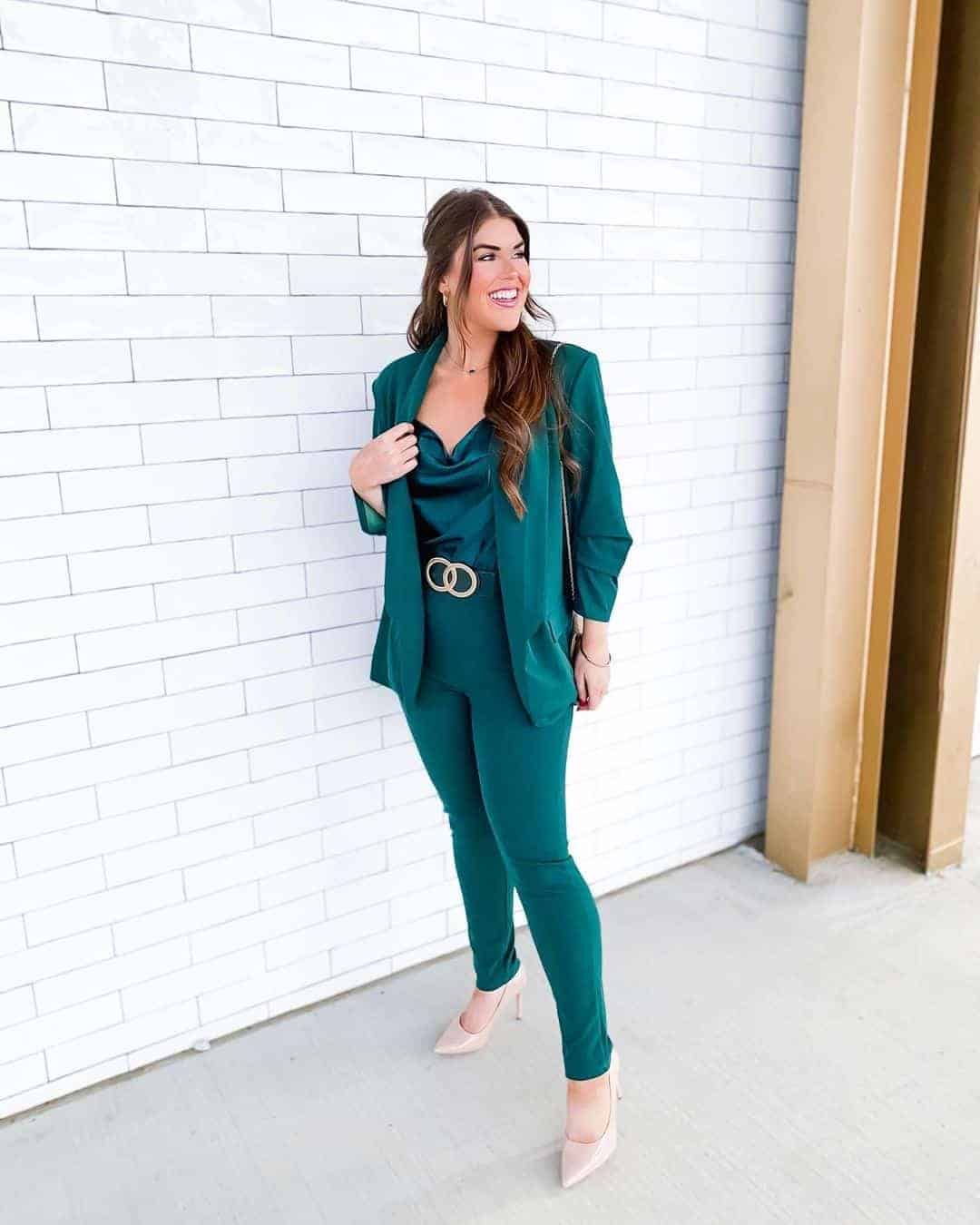 Monochromatic Emerald Date Night Outfit