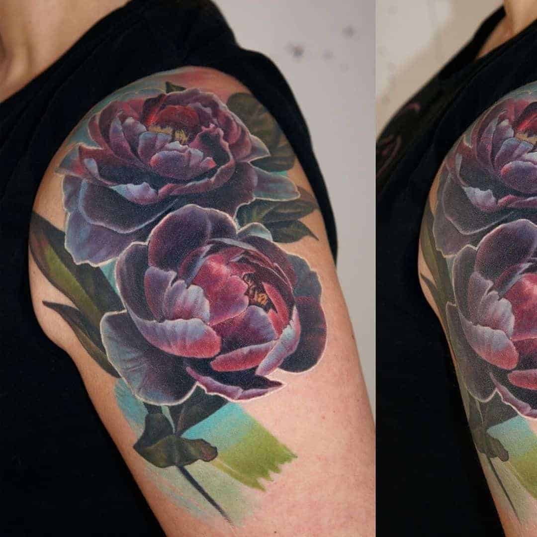 Colorful Peony Tattoo