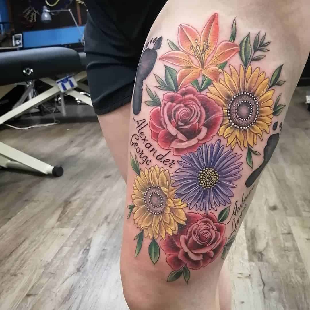 All-Floral Family Tree Tattoo