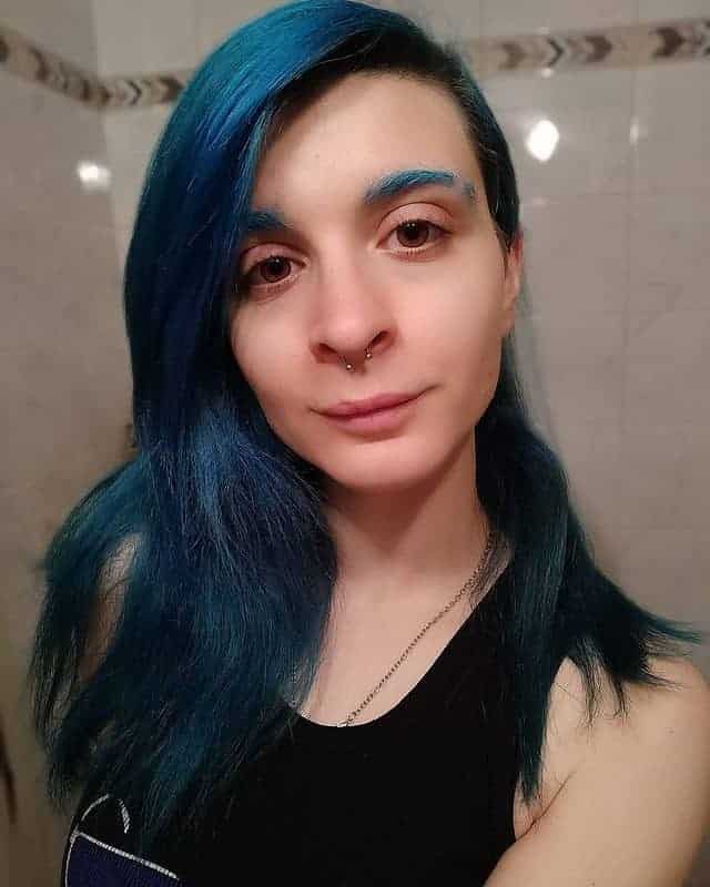 Dark Teal Blue Subtle Side Shave