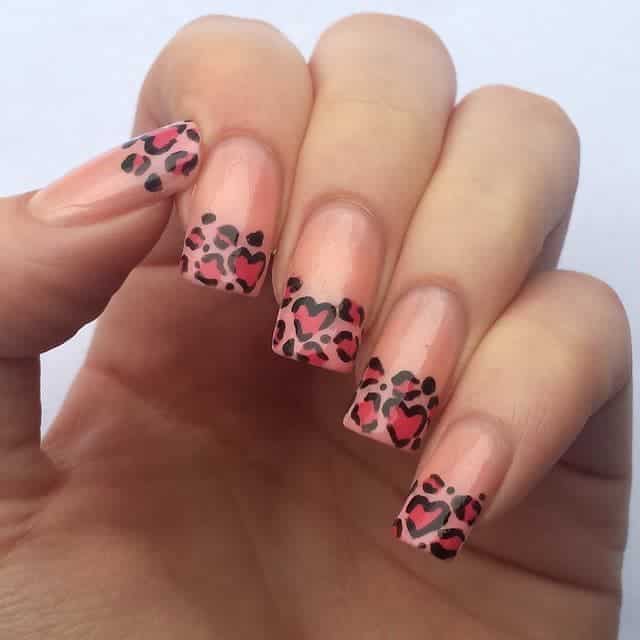 Leopard Spot Heart Nails