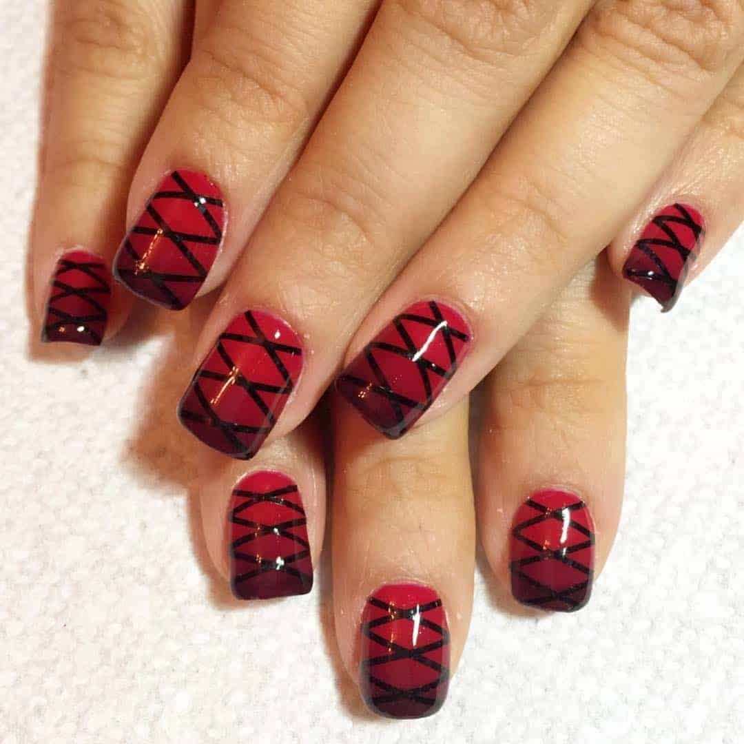 Red Gradient Corset Nails