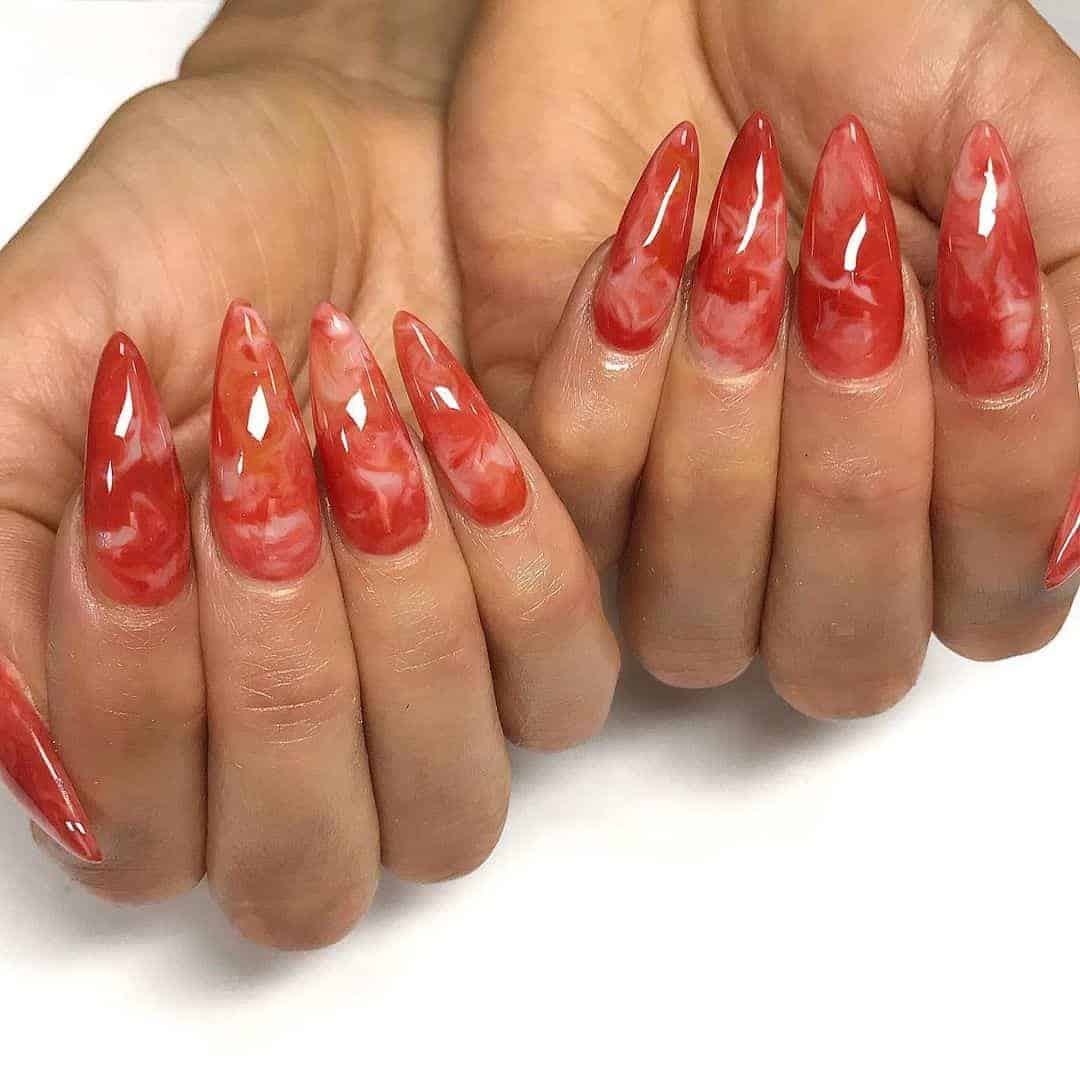 Red Marble Nails