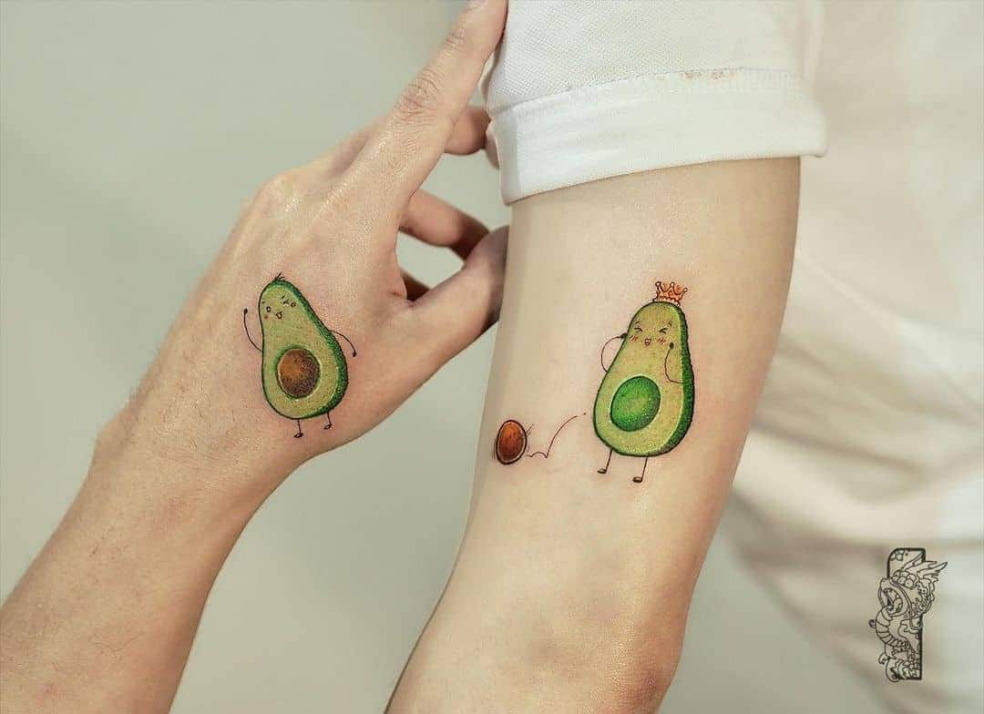 Funny Avocado Matching Tattoos