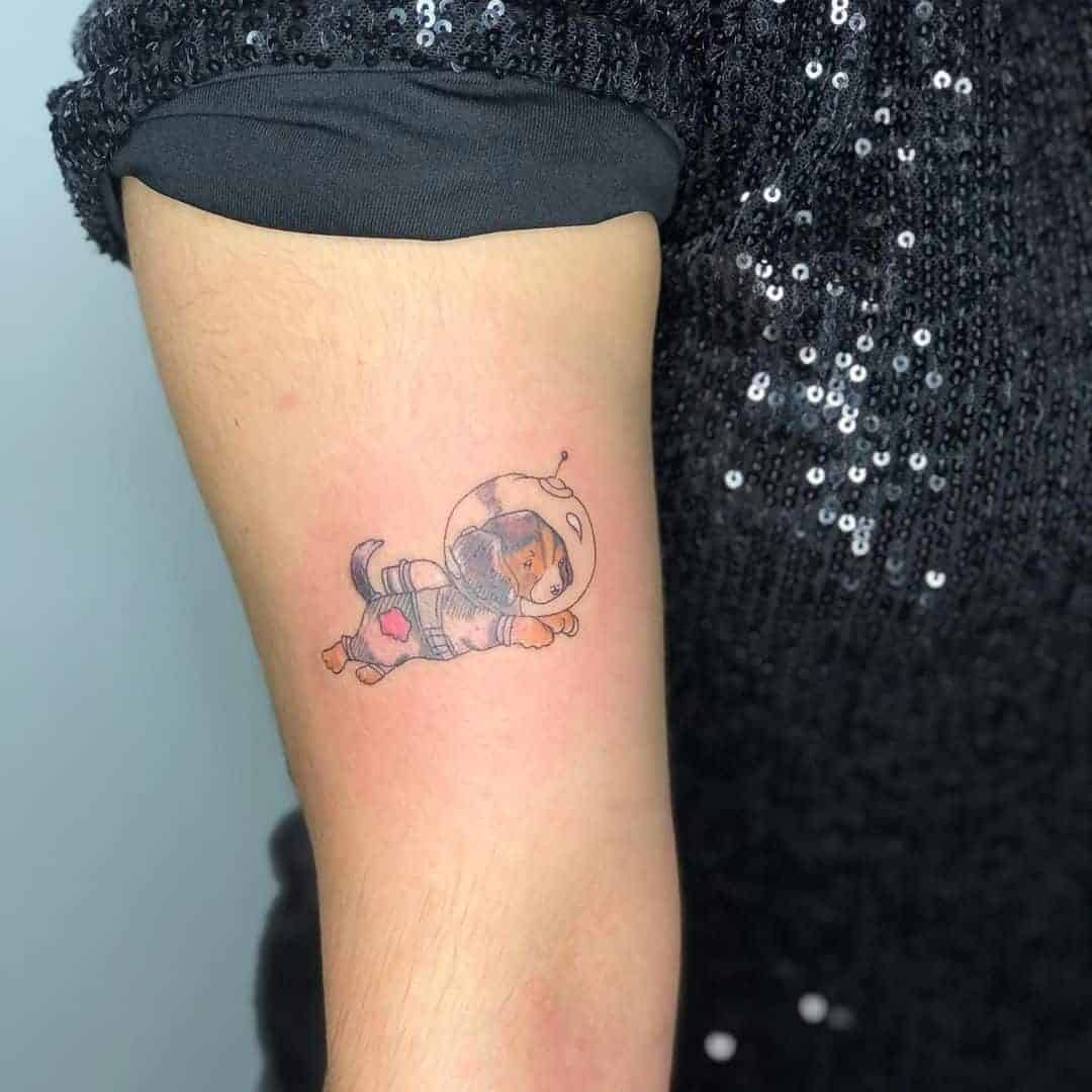 Dog Wearing a Spacesuit Tattoo