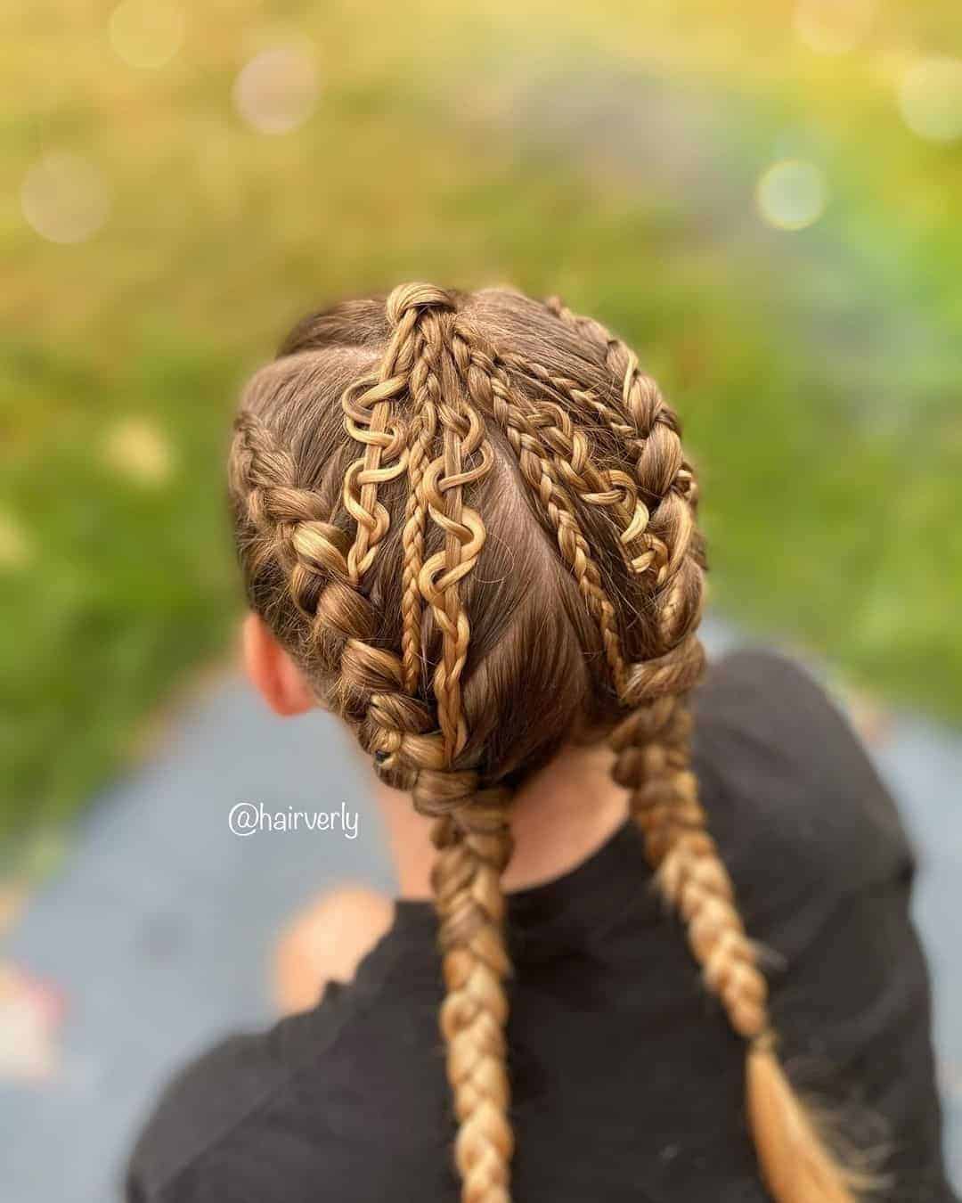 Snake Braids With Tightly Coiled Pigtails