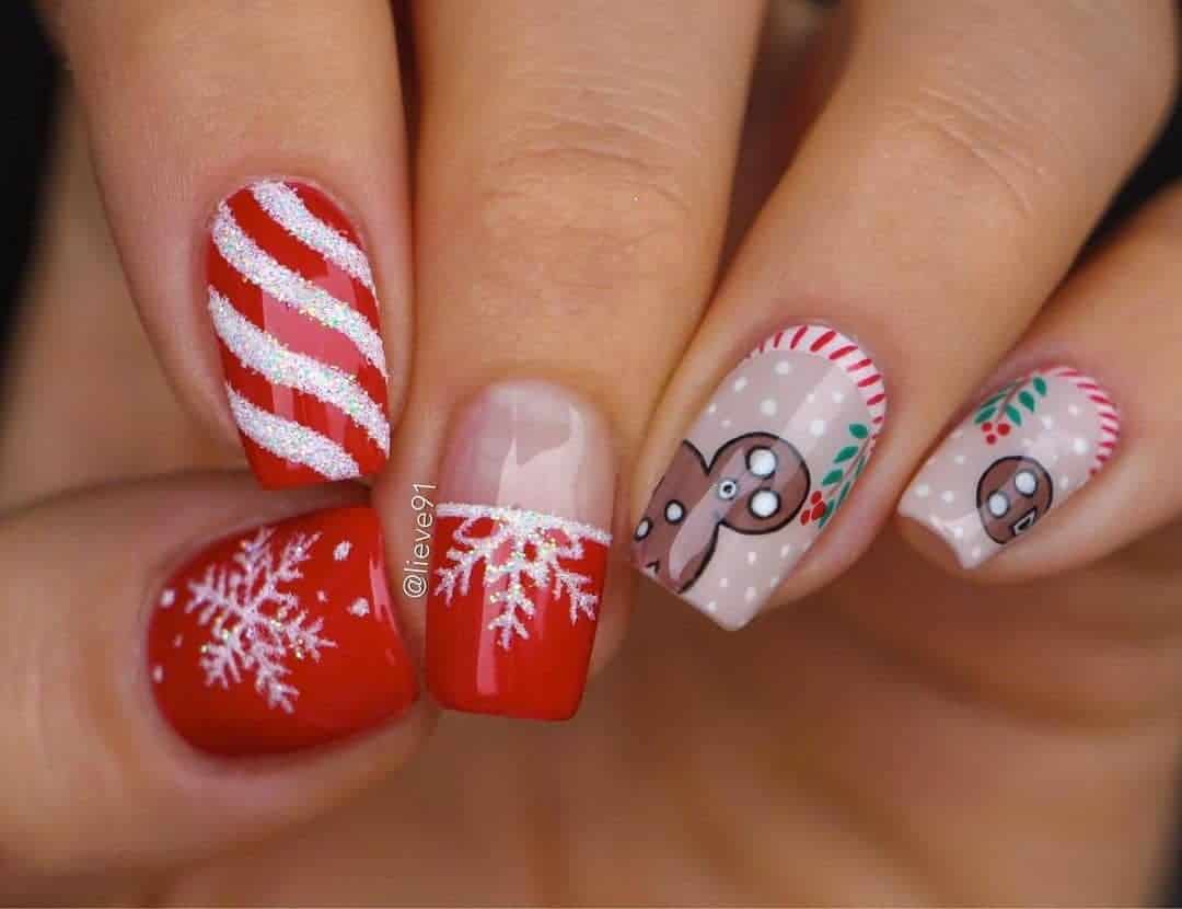 Gingerbread Man Christmas Nails