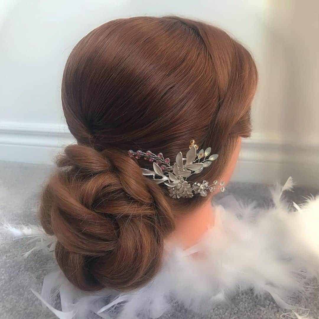 Braided Bun With Floral Silver Clip