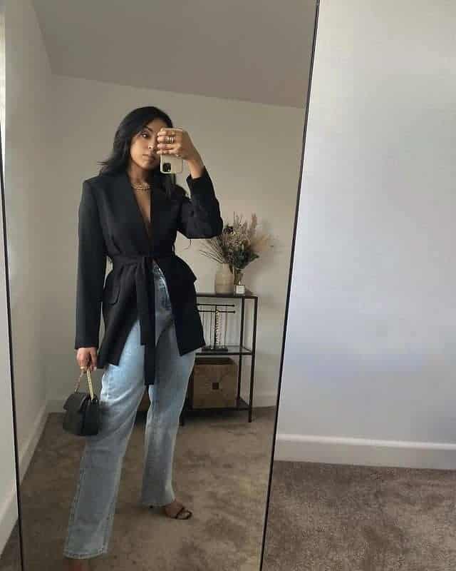 Jeans and Black Blazer Outfit