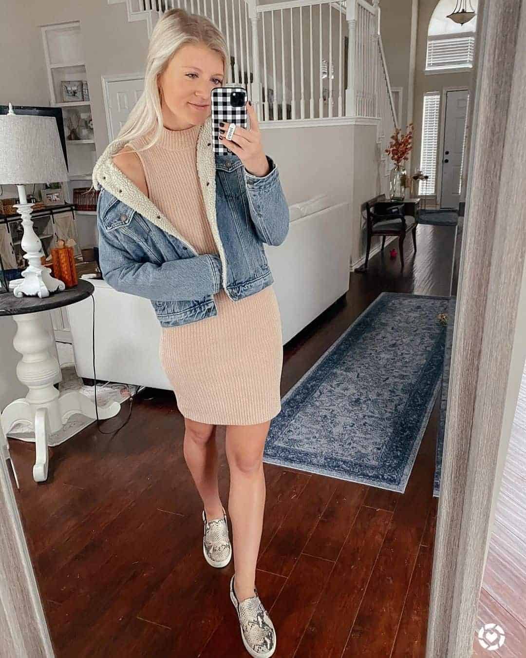 Halter Neck Bodycon Dress and Denim Jacket