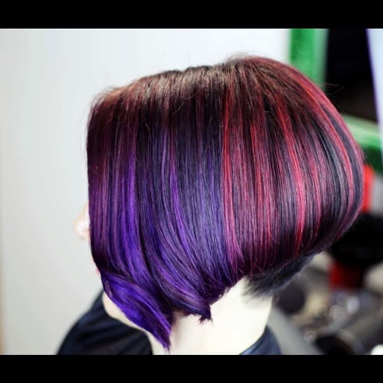 Asymmetrical Bob With Purple Streaks