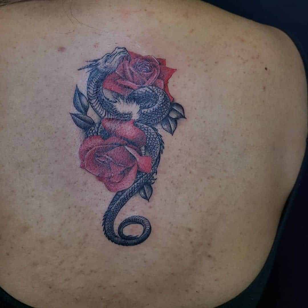 Dragon and Roses Tattoo