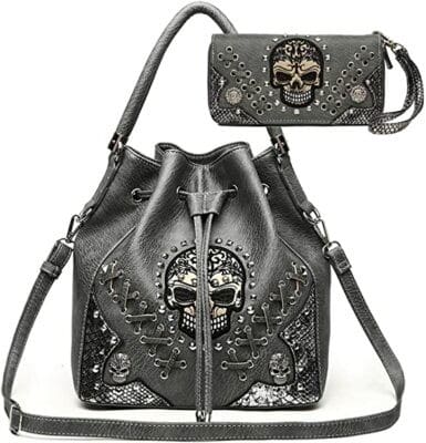 Best Punk Option: Cowgirl Trendy Sugar Skull Bucket Bag & Wallet