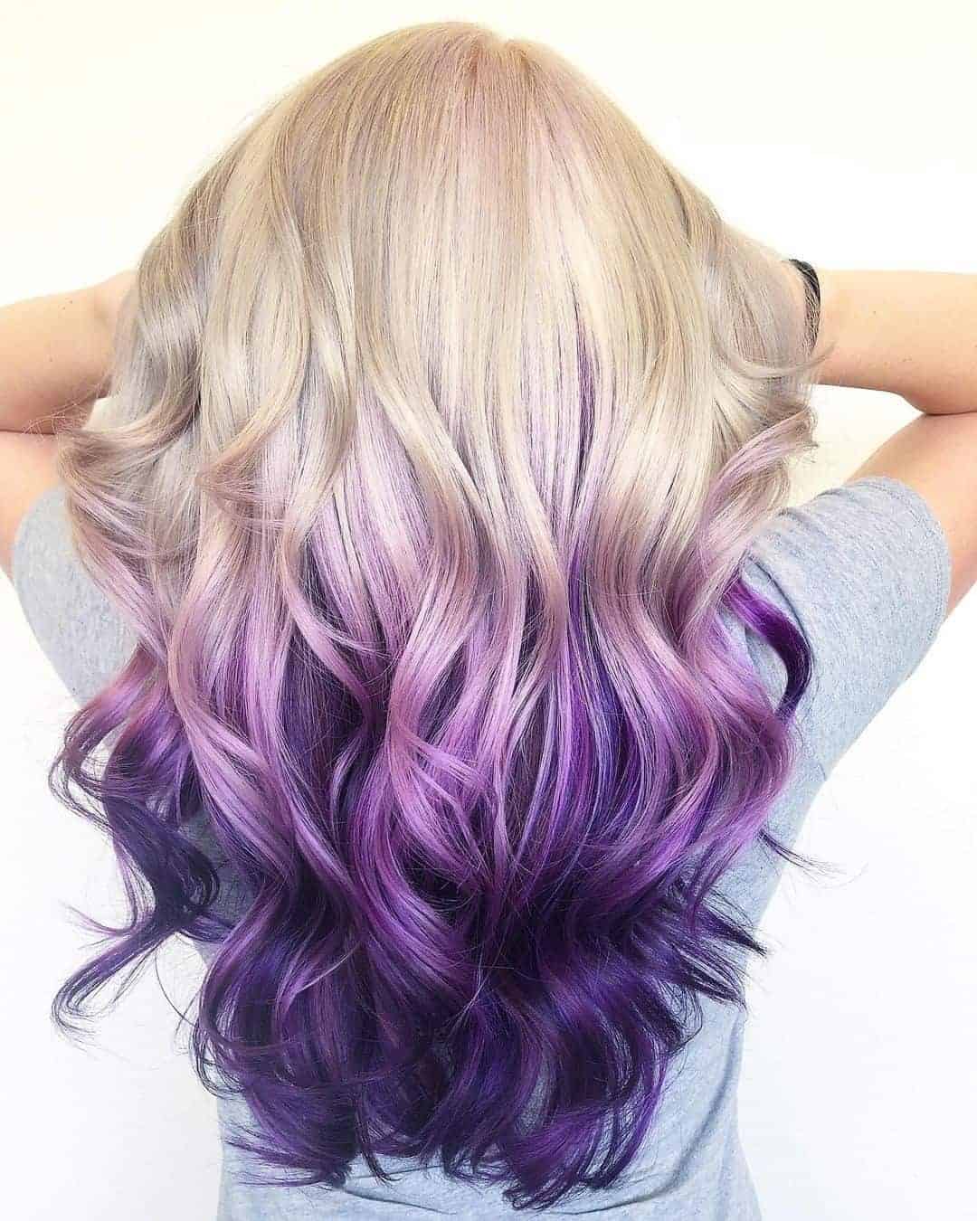 Blonde and Purple Wavy Ombré Hair