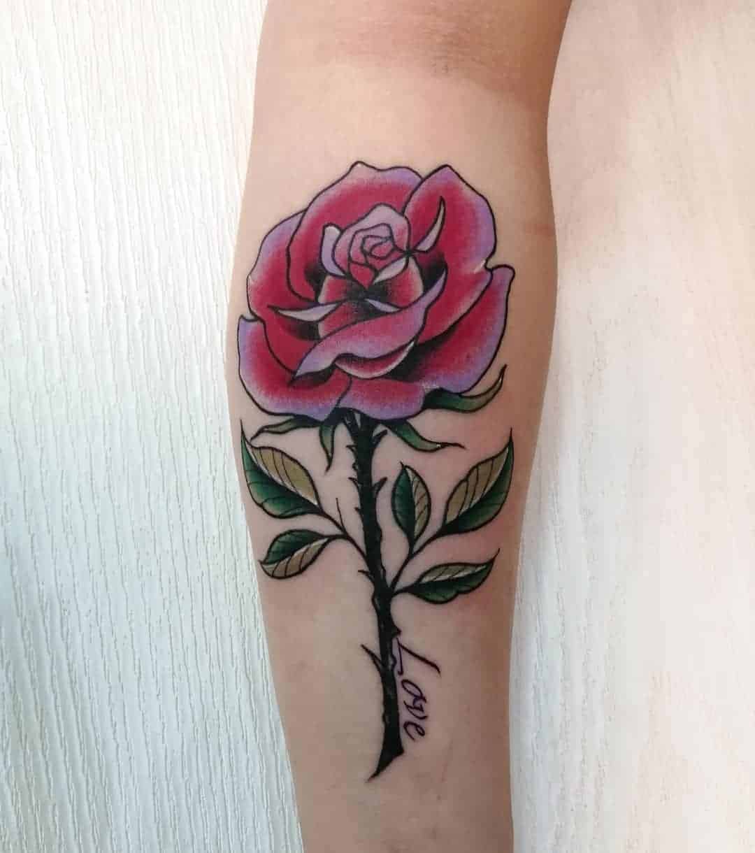 Thorny Traditional Rose Tattoo