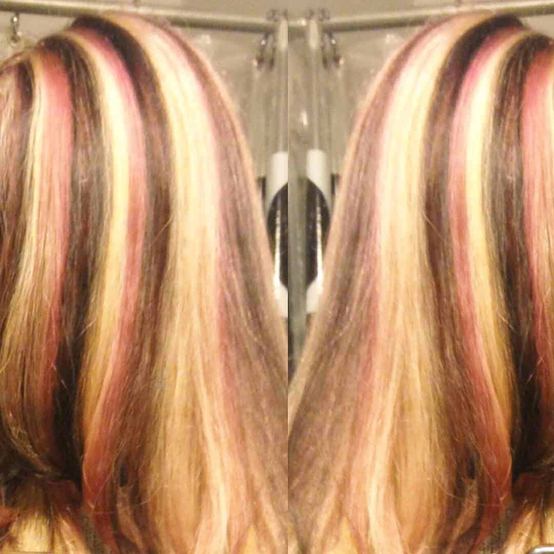 Chocolate Pink and Blonde Neapolitan Hair