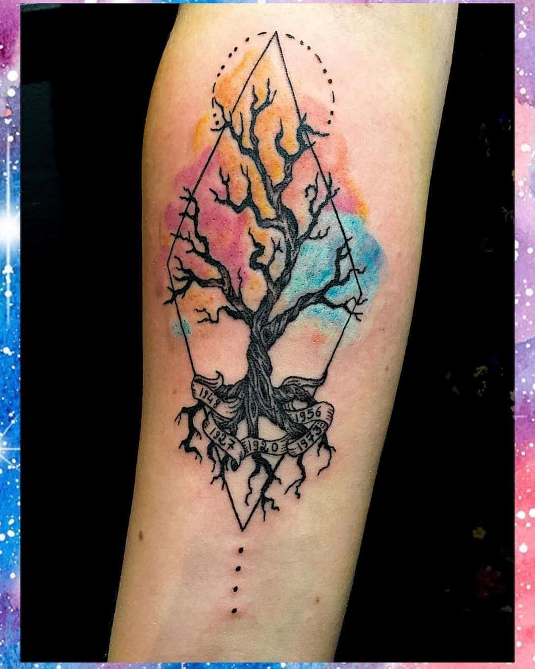 Family Tree Tattoo With Sacred Geometry