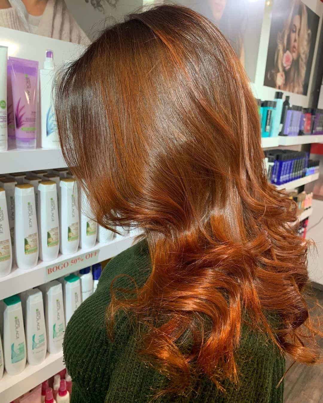 Cinnamon Copper Balayage Ombré Curls