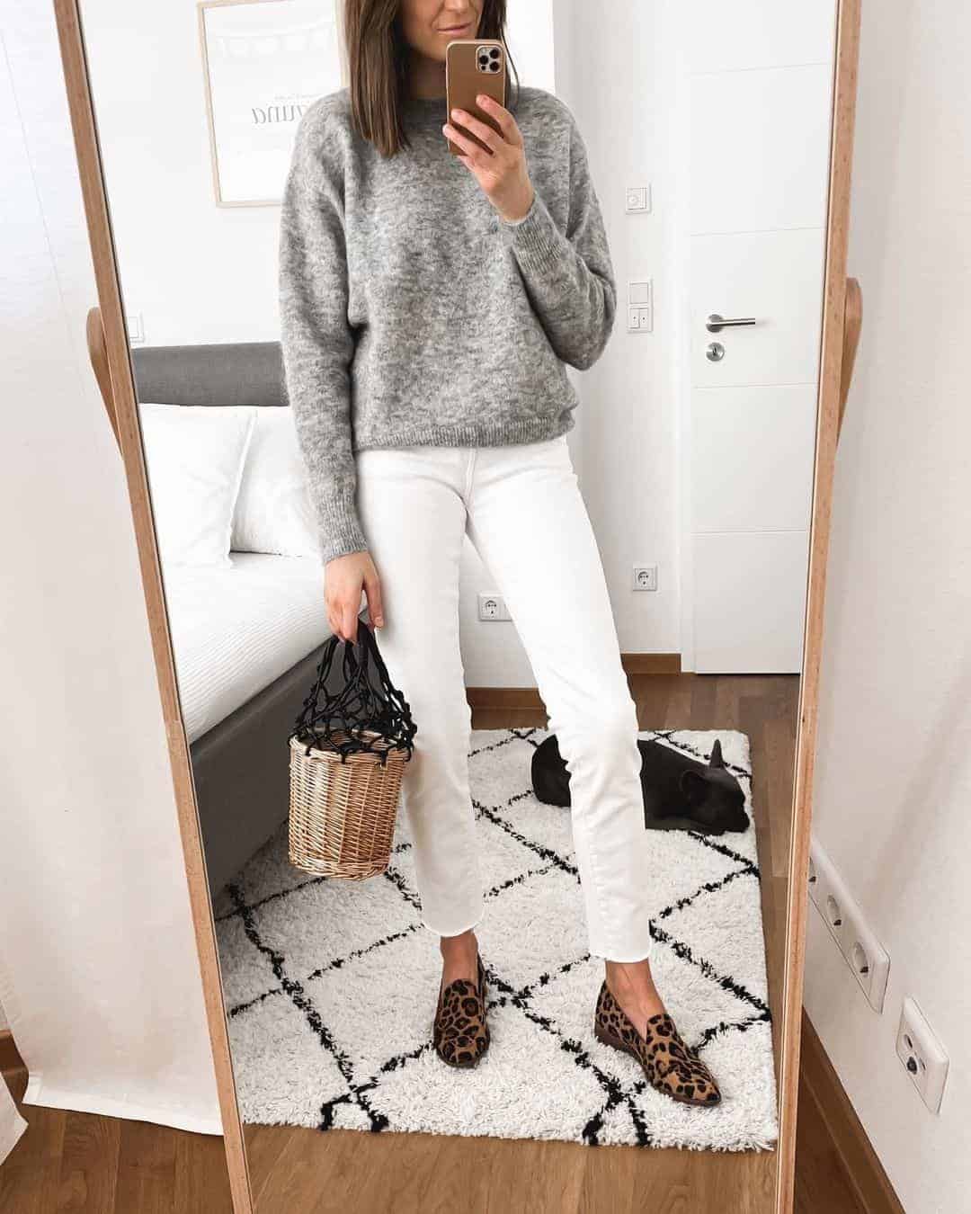 White Jeans and Sweater