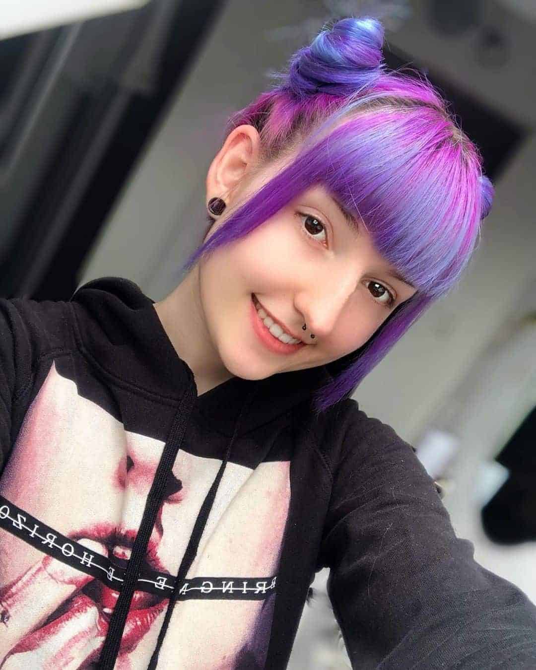 Gradient Purple Pigtail Buns