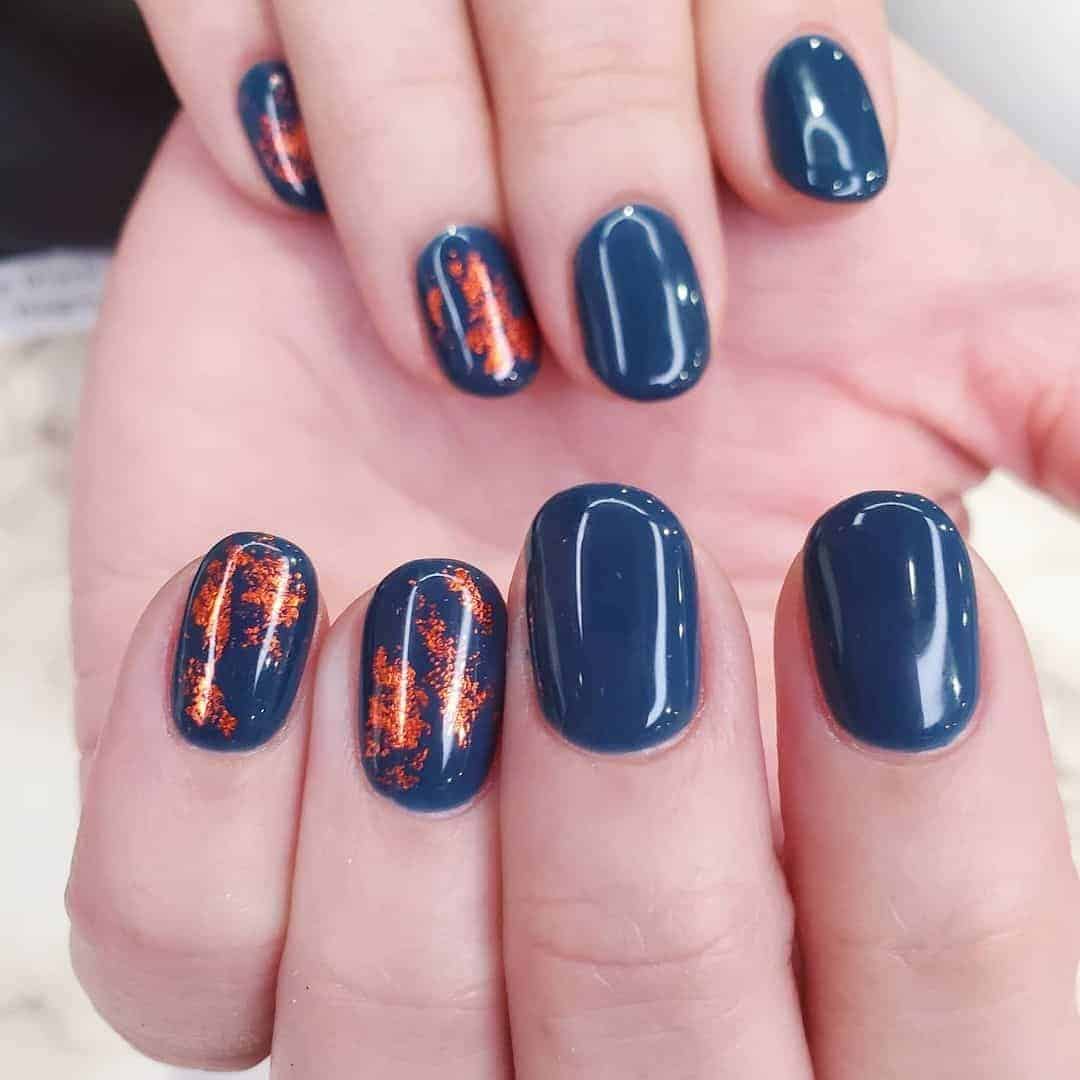 Prussian Blue and Red Nails