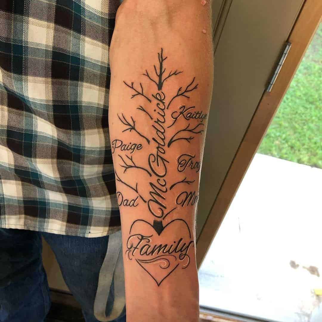 Black & White Family Tree Tattoo