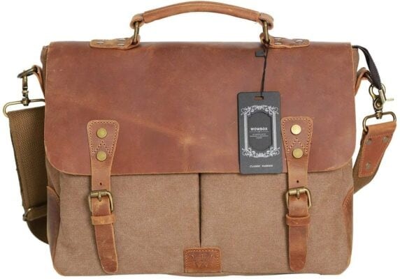 Best Genuine Leather Satchel: Wowbox Canvas Leather Everyday Bag