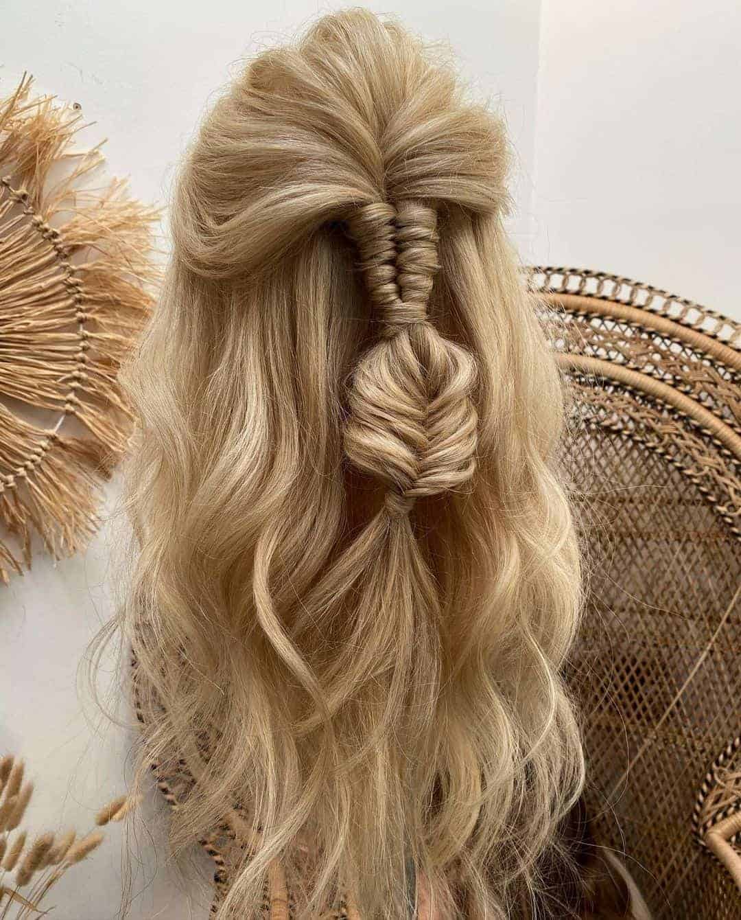 Infinity Into Fishtail Braid With Wavy Curls