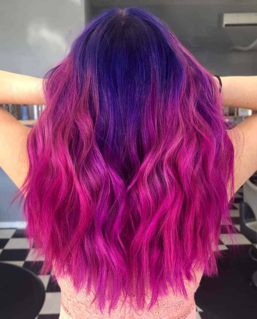 Vivid Purple and Pink Ombré Mermaid Waves