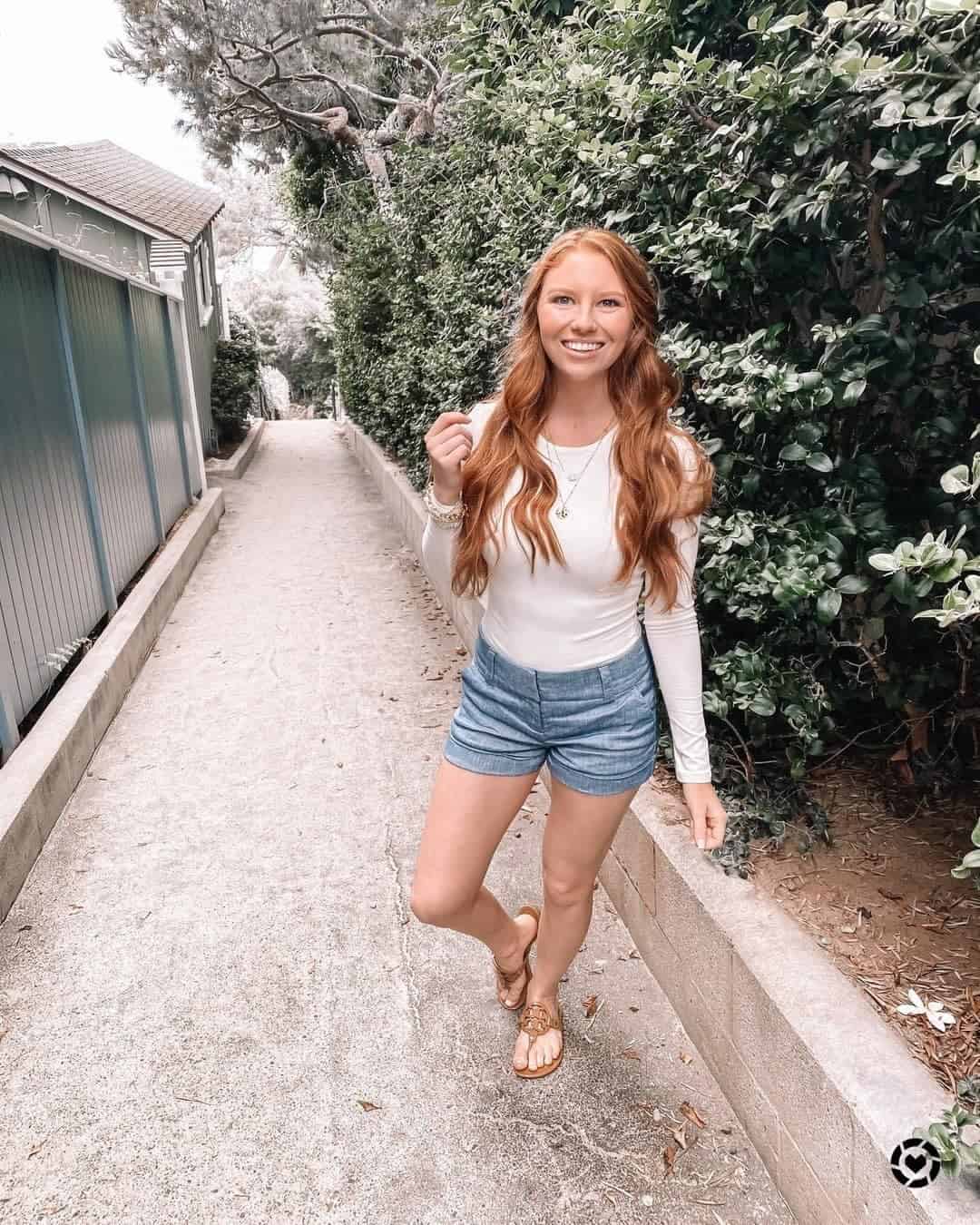 Basic Long-Sleeved Top and Denim Shorts