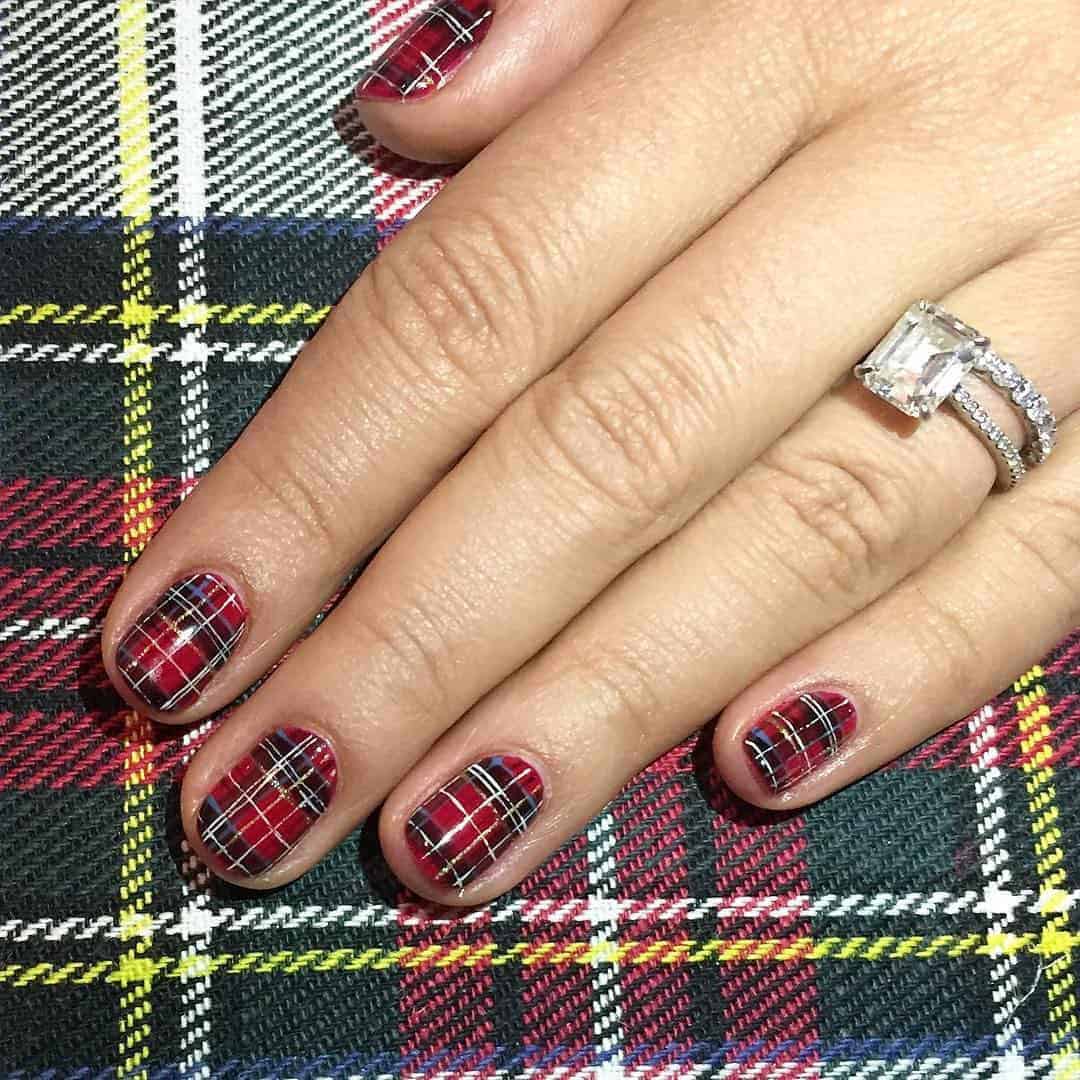 Tartan-Inspired Red Nails