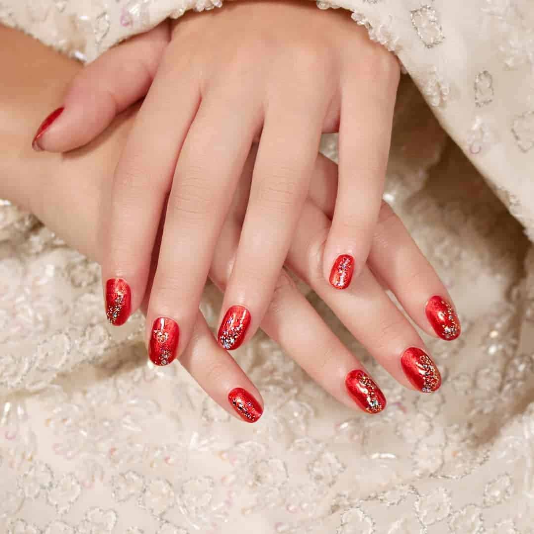 Glittery Red Nails